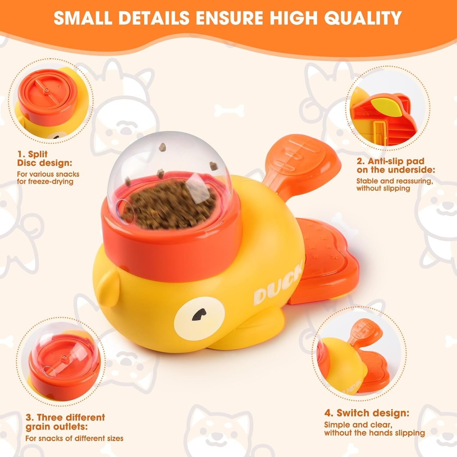 Желтая утка-диспенсер для лако – обзор и цена Slow Feeder Dog Bowl